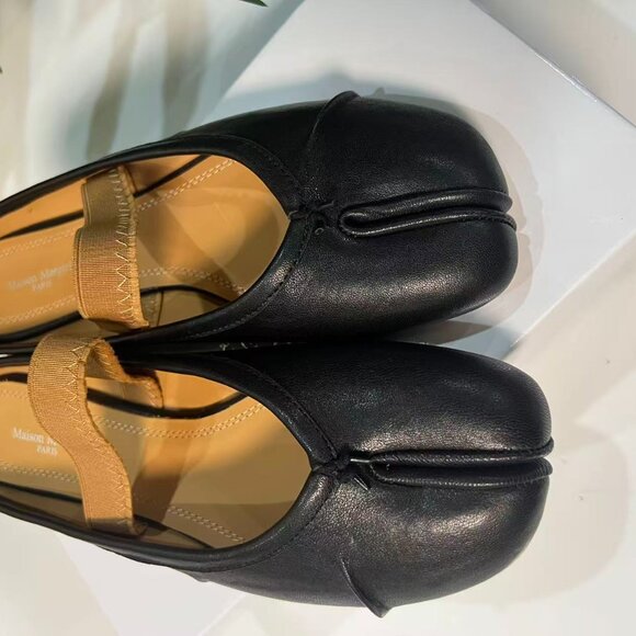 Maison Margiela Tabi Ballet Flats Black Size 39 US9 w/ Elastic Band Japan - Picture 3 of 7